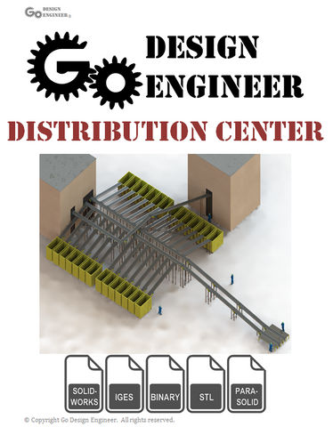 3D Model From Industry: Distribution Center: Infeed & Outfeed Conveyors, Chutes, Buildings, 3D Workers